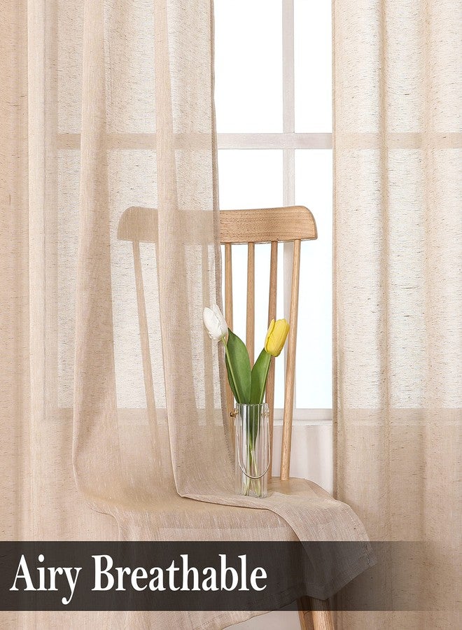 MISS SELECTEX Miss SELETEX Semi-Sheer Curtains Natural Linen Blended Curtains 2 Panels,Privacy Added Premium Soft Rich Cotton Linen Material Drapes for Bedroom/Living Room/Sliding Door, 52x63-Inch-Caramel - Image 5